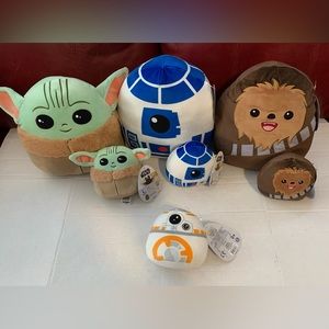 NWT Star Wars Squishmallows Baby Yoda, Chewbacca, R2D2, & BB-8 As Pictured